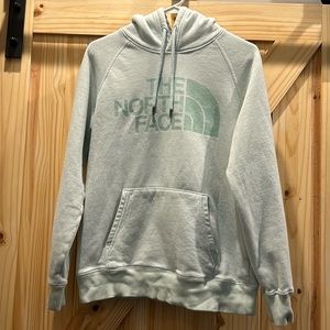 The North Face. Womens, size small, mint green hooded sweatshirt.